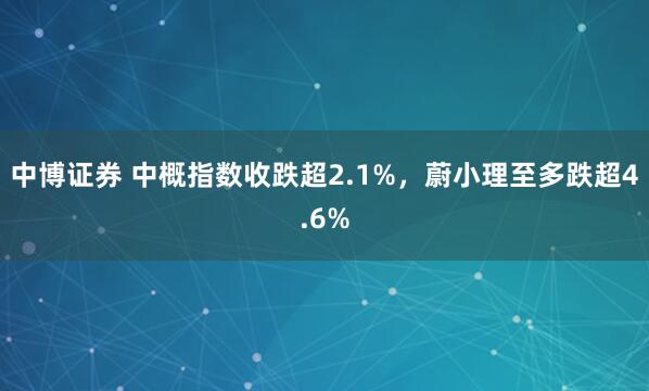 中博证券 中概指数收跌超2.1%，蔚小理至多跌超4.6%