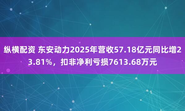 纵横配资 东安动力2025年营收57.18亿元同比增23.81%，扣非净利亏损7613.68万元